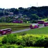 Fotos do HCL » Fotos Institucionais » Ônibus da Viação Garcia desfilam com selo da campanha Doe 1% Pela Vida